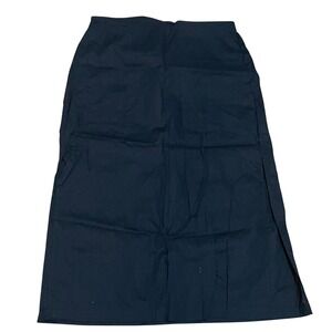 Gap Women's XL Black Linen Blend Pull On Slip Midi Skirt Double Split Hem